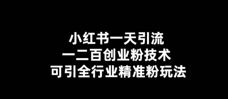 【引流必备】小红书一天引流一二百创业粉技术，可引全行业精准粉玩法-往来项目网