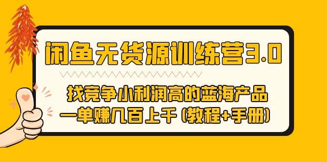 闲鱼无货源训练营3.0 找竞争小利润高的蓝海产品 一单赚几百上千(教程 手册)-往来项目网