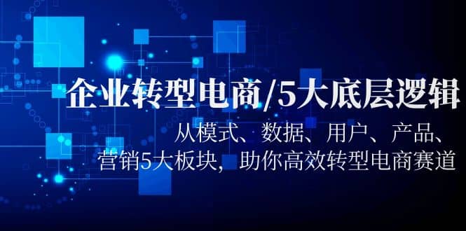 企业转型电商/5大底层逻辑，从模式 数据 用户 产品 营销5大板块，高效转型-往来项目网