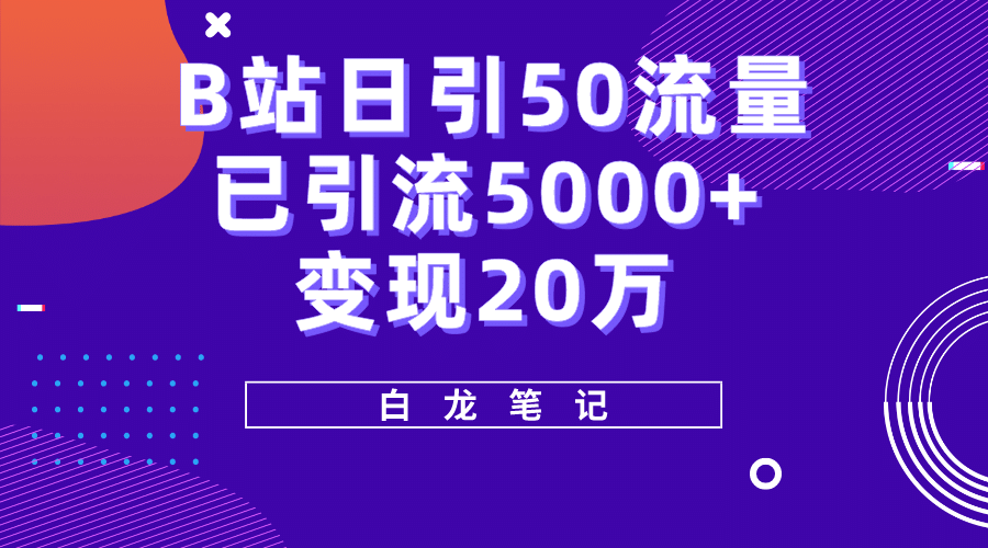 B站日引50 流量，实战已引流5000 变现20万，超级实操课程-往来项目网