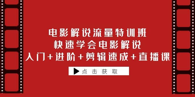 电影解说流量特训班：快速学会电影解说，入门 进阶 剪辑速成 直播课-往来项目网