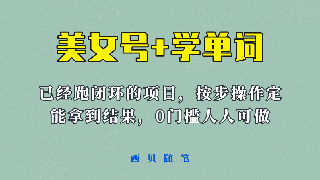 《美女号 学单词》玩法，信息差而已 课程拆开揉碎了和大家去讲 (教程 素材)-往来项目网