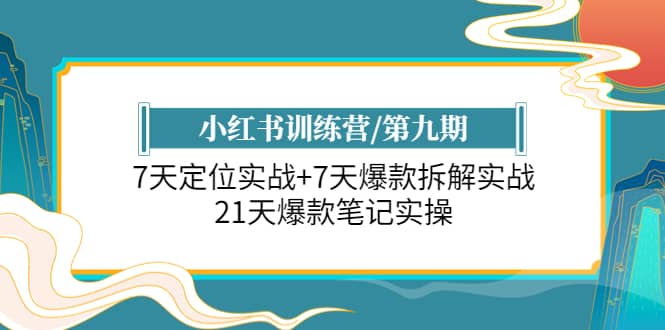 小红书训练营/第九期：7天定位实战 7天爆款拆解实战，21天爆款笔记实操-往来项目网