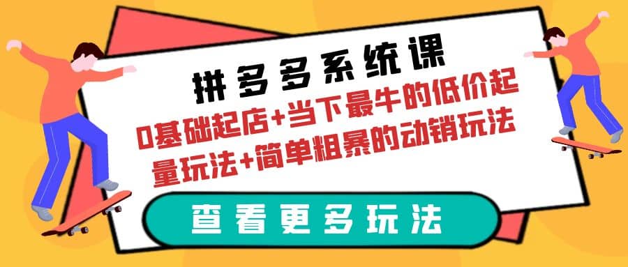 拼多多系统课：0基础起店 当下最牛的低价起量玩法 简单粗暴的动销玩法-往来项目网