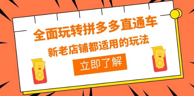 全面玩转拼多多直通车，新老店铺都适用的玩法（12节精华课）-往来项目网