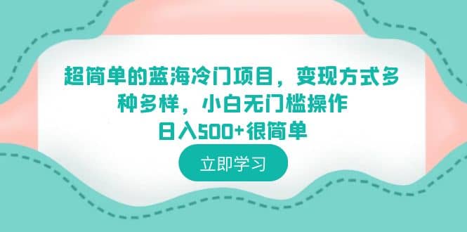 超简单的蓝海冷门项目，变现方式多种多样，小白无门槛操作日入500 很简单-往来项目网