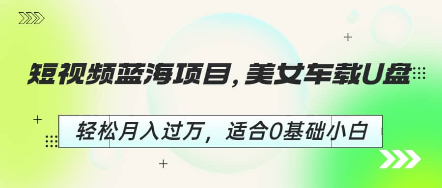 短视频蓝海项目，美女车载U盘，轻松月入过万，适合0基础小白-往来项目网