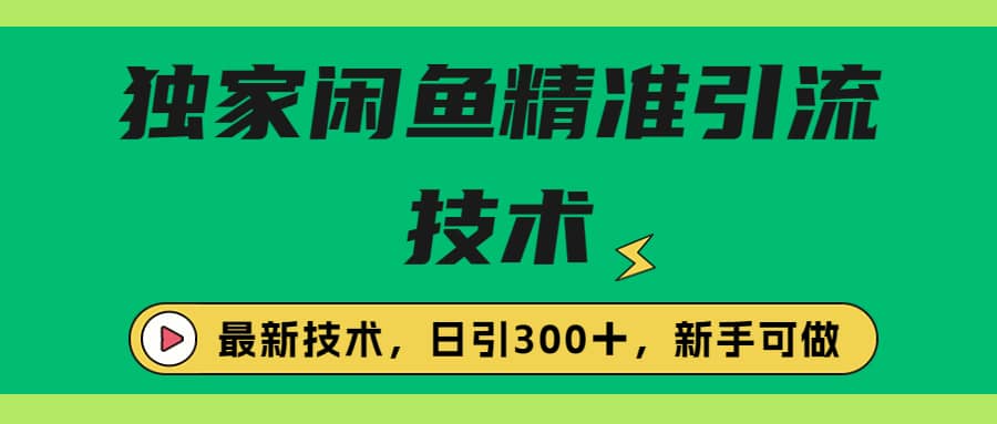 独家闲鱼引流技术，日引300＋实战玩法-往来项目网