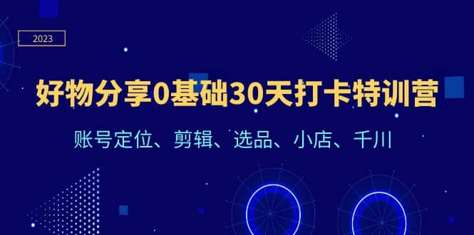 好物分享0基础30天打卡特训营：账号定位、剪辑、选品、小店、千川-往来项目网