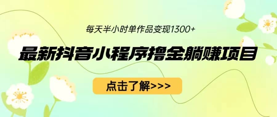 最新抖音小程序撸金躺赚项目，一部手机每天半小时，单个作品变现1300-往来项目网