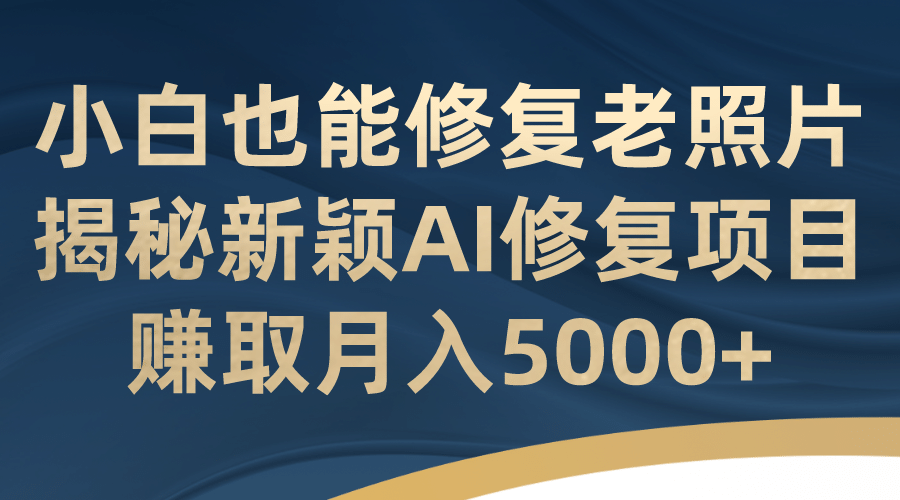 小白也能修复老照片！揭秘新颖AI修复项目，赚取月入5000-往来项目网