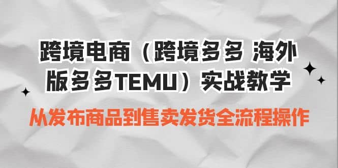 跨境电商（跨境多多 海外版多多TEMU）实操教学 从发布商品到售卖发货全流程-往来项目网