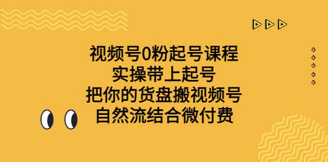 视频号0粉起号课程 实操带上起号 把你的货盘搬视频号 自然流结合微付费-往来项目网