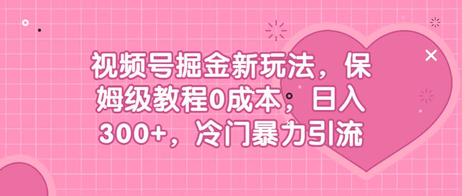 视频号掘金新玩法，保姆级教程0成本，日入300 ，冷门暴力引流-往来项目网