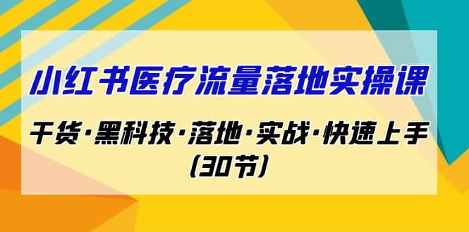 小红书·医疗流量落地实操课，干货·黑科技·落地·实战·快速上手（30节）-往来项目网