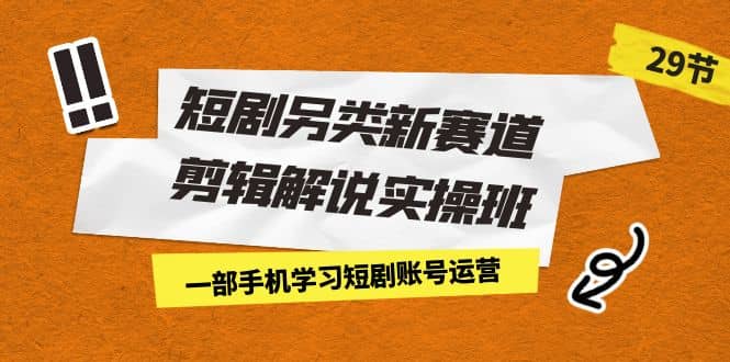 短剧另类新赛道剪辑解说实操班：一部手机学习短剧账号运营（29节 价值500）-往来项目网