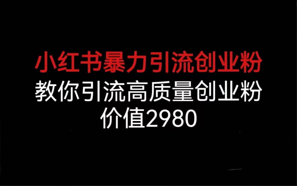 小红书暴力引流创业粉，教你引流高质量创业粉，价值2980-往来项目网