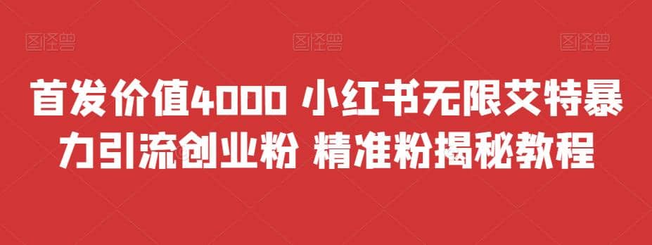 首发价值4000 小红书无限艾特暴力引流创业粉 精准粉揭秘教程-往来项目网