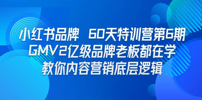 小红书品牌 60天特训营第6期 GMV2亿级品牌老板都在学 教你内容营销底层逻辑-往来项目网