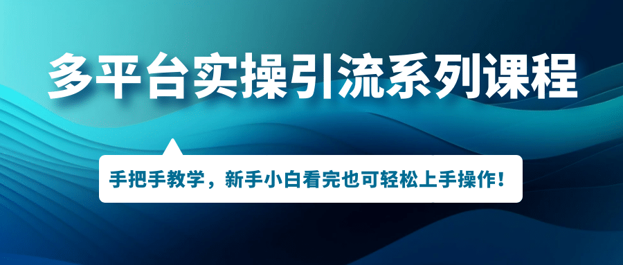 多平台实操引流系列课程，手把手教学，新手小白看完也可轻松上手引流操作-往来项目网