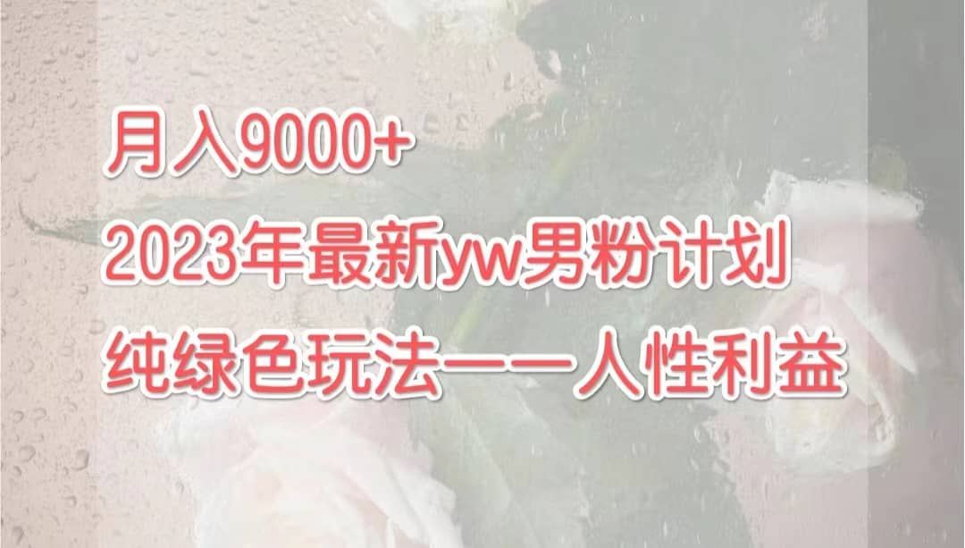 月入9000 2023年9月最新yw男粉计划绿色玩法——人性之利益-往来项目网