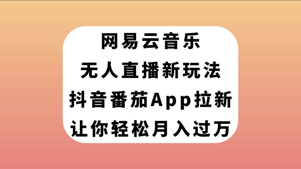 网易云音乐无人直播新玩法，抖音番茄APP拉新，让你轻松月入过万-往来项目网