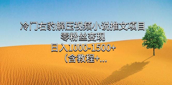 冷门右豹解压视频小说推文项目，零粉丝变现，日入1000-1500 （含教程）-往来项目网