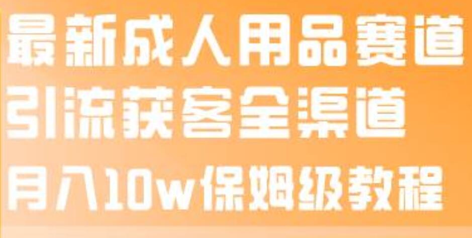 最新成人用品赛道引流获客全渠道，月入10w保姆级教程-往来项目网