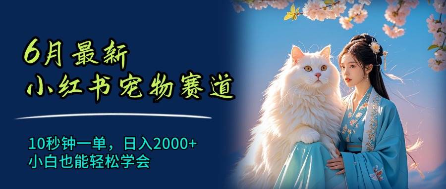 6月最新小红书宠物赛道，10秒钟一单，日入2000+，小白也能轻松学会-往来项目网