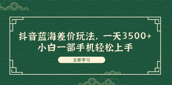 抖音蓝海差价玩法，一天3500+，小白一部手机轻松上手-往来项目网