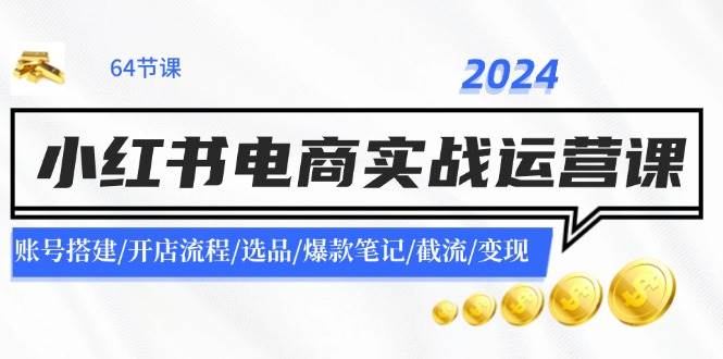 2024小红书电商实战运营课：账号搭建/开店流程/选品/爆款笔记/截流/变现-往来项目网