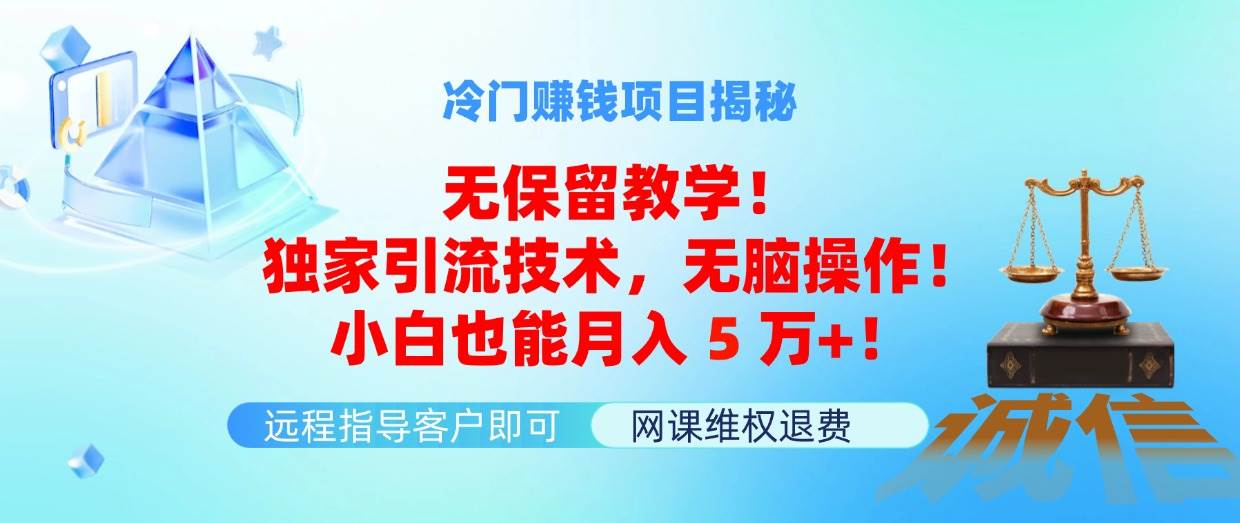 冷门赚钱项目无保留教学！独家引流技术，无脑操作！小白也能月入5万+！-往来项目网