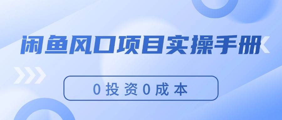 闲鱼风口项目实操手册，0投资0成本，让你做到，月入过万，新手可做-往来项目网