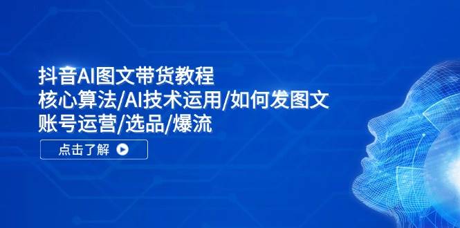 抖音AI图文带货教程：核心算法/AI技术运用/如何发图文/账号运营/选品/爆流-往来项目网