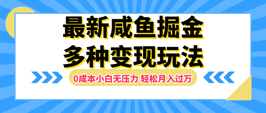 最新咸鱼掘金玩法，更新玩法，0成本小白无压力，多种变现轻松月入过万-往来项目网