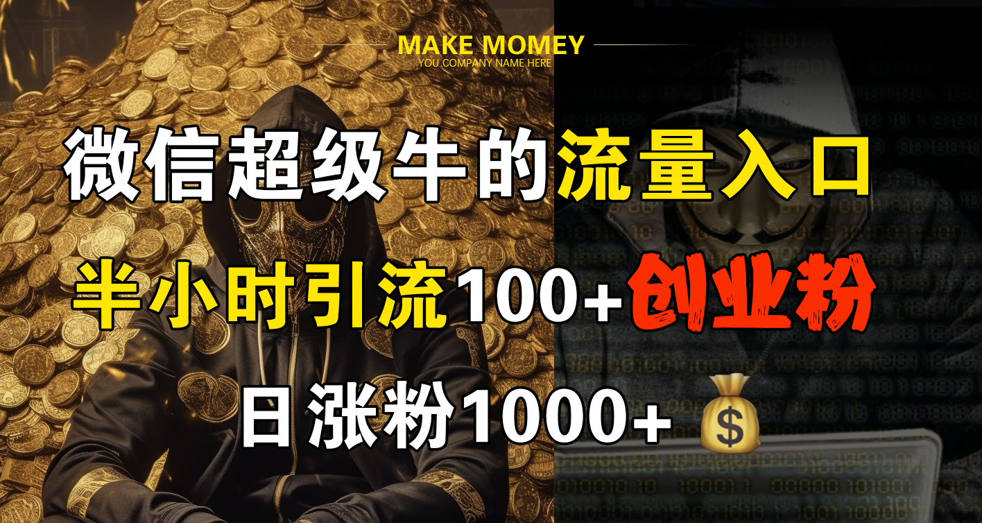 微信超级牛的流量入口，半小时引流100+创业粉，日涨粉1000+-往来项目网