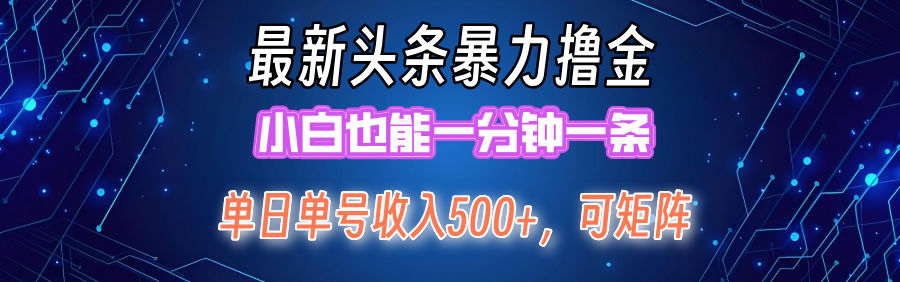 最新头条撸金，小白也能一分钟一条-往来项目网