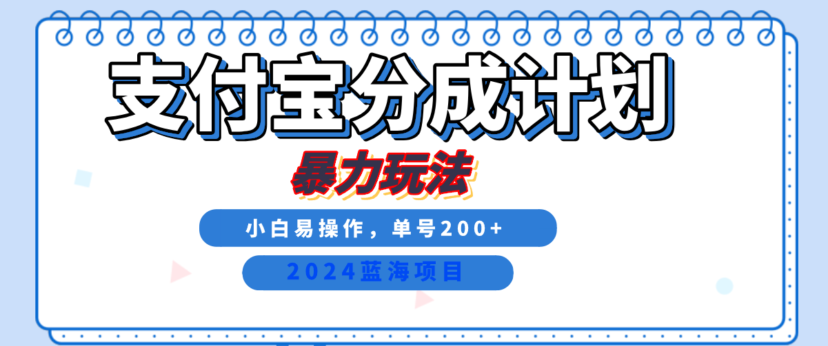 2024最新冷门项目，支付宝视频分成计划，直接粗暴搬运，日入2000+，有手就行！-往来项目网