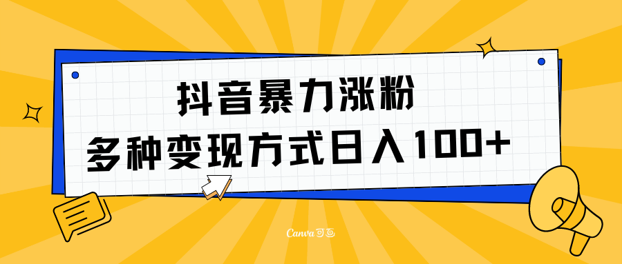 抖音暴力涨粉：多方式变现 日入100+-往来项目网