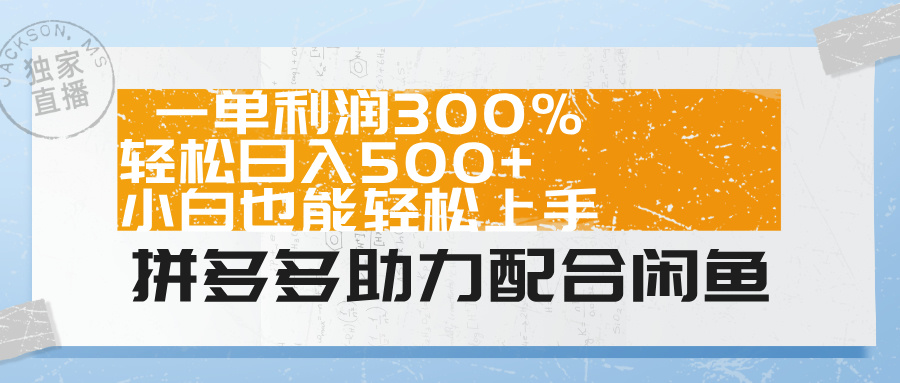 拼多多助力配合闲鱼 一单利润300% 轻松日入500+ 小白也能轻松上手！-往来项目网