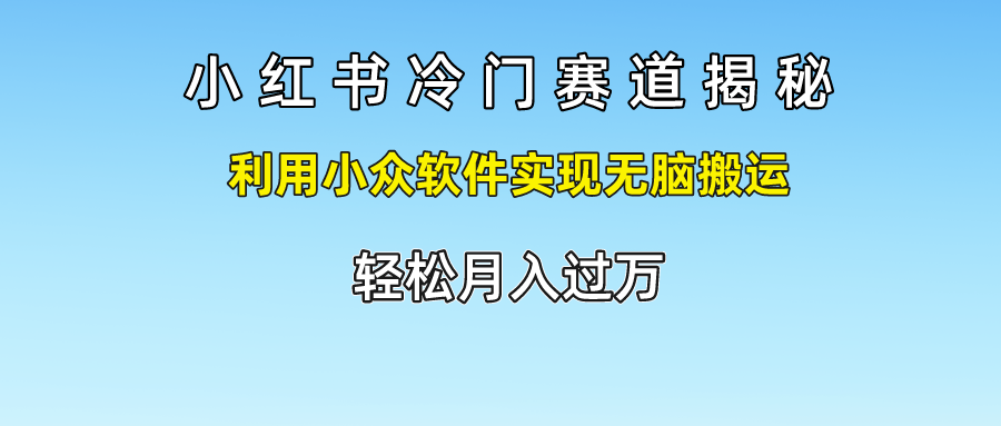 小红书冷门赛道揭秘,轻松月入过万，利用小众软件实现无脑搬运，-往来项目网