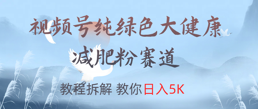 视频号纯绿色大健康粉赛道，教程拆解，教你日入5K-往来项目网