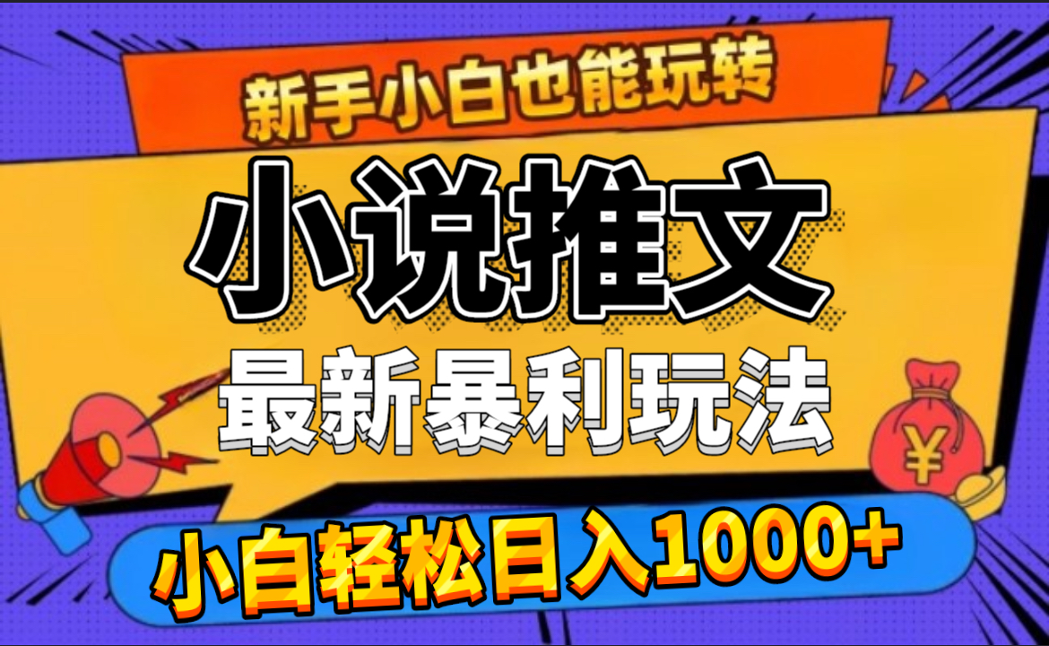 24年最新小说推文暴利玩法，0门槛0风险，轻松日赚1000+-往来项目网