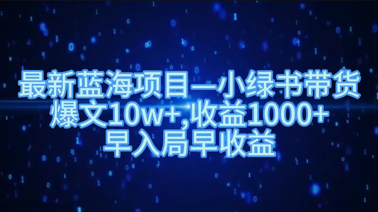 最新蓝海项目小绿书带货，爆文10w＋，收益1000＋，早入局早获益！！-往来项目网