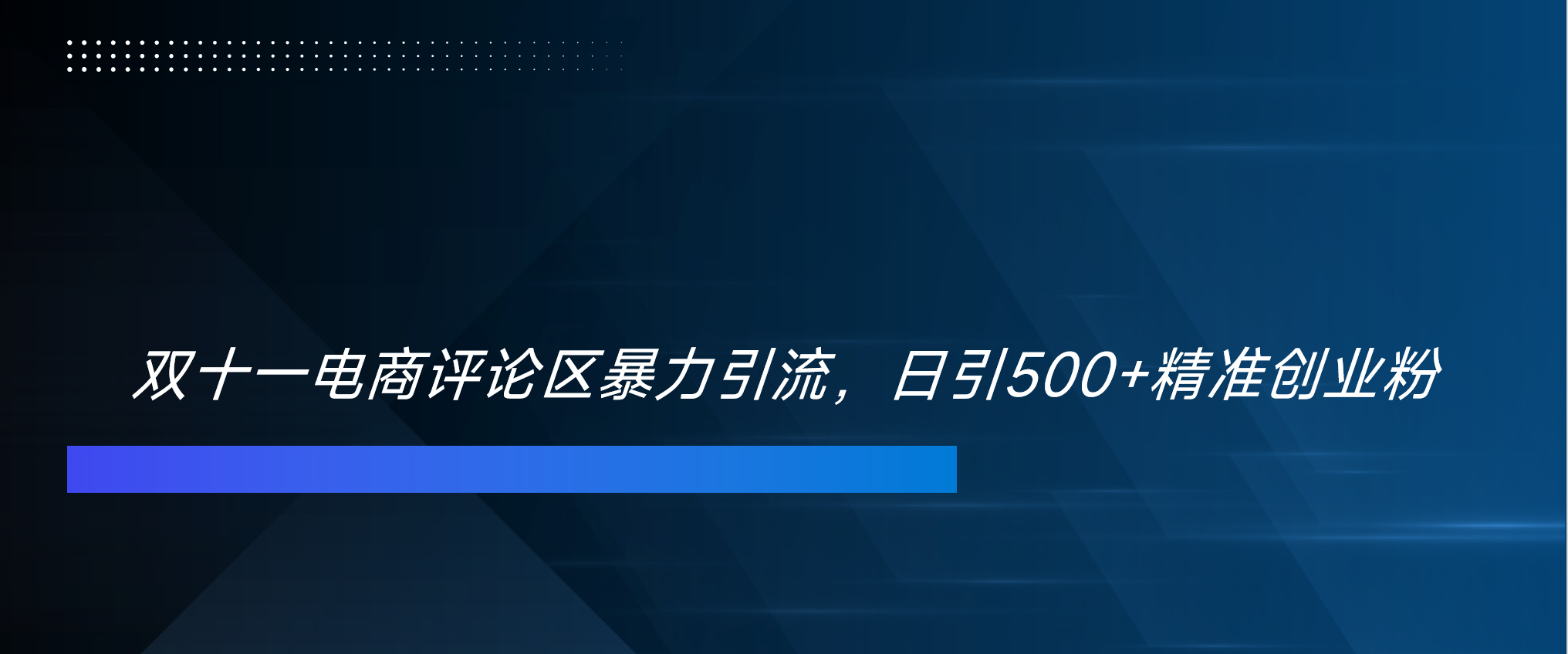 双十一电商评论区暴力引流，日引500+精准创业粉！！！-往来项目网