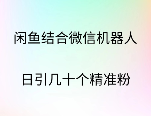 闲鱼结合微信机器人，日引几十个精准粉-往来项目网