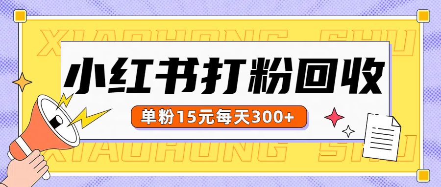 小红书打粉，单粉15元回收每天300+-往来项目网