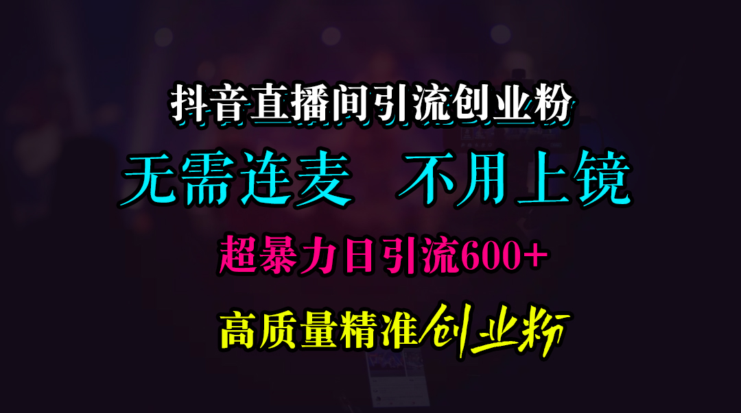 抖音直播间引流创业粉，无需连麦、无需上镜，超暴力日引流600+高质量精准创业粉-往来项目网