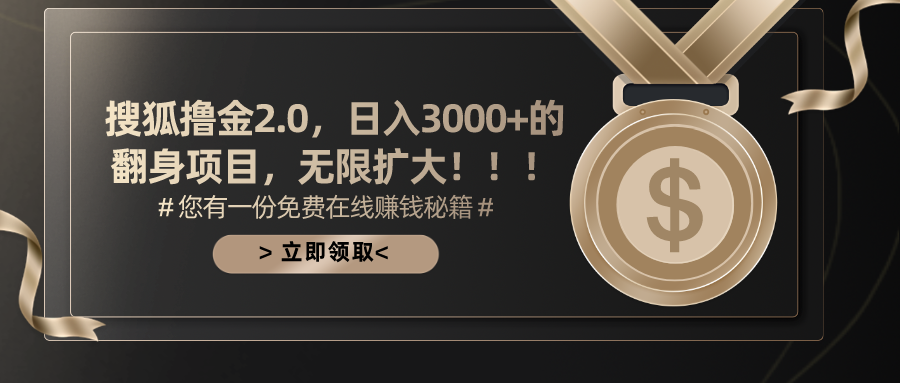 搜狐撸金2.0，日入3000+，可无限扩大的翻身项目。-往来项目网