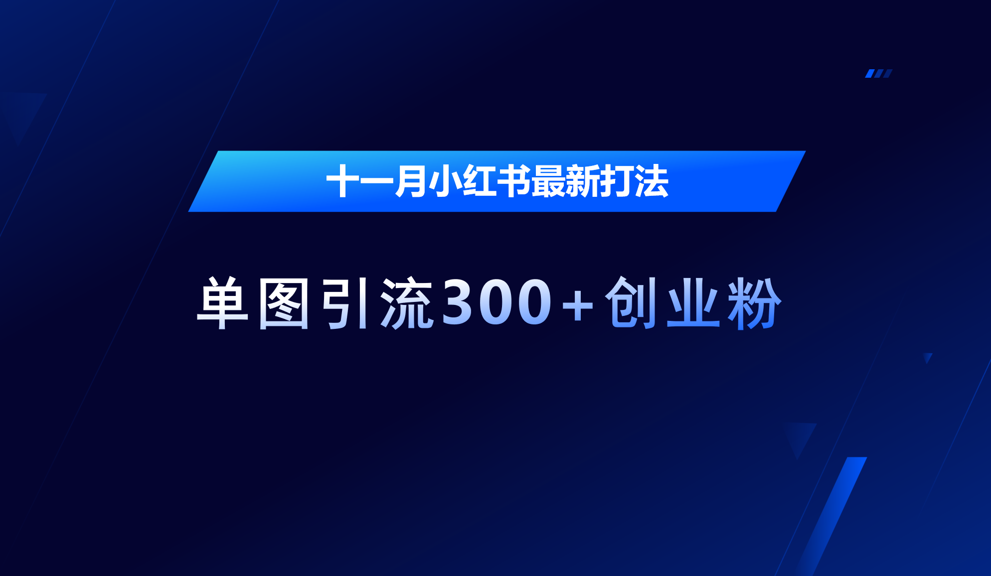 十一月，小红书最新打法，单图引流300+创业粉-往来项目网